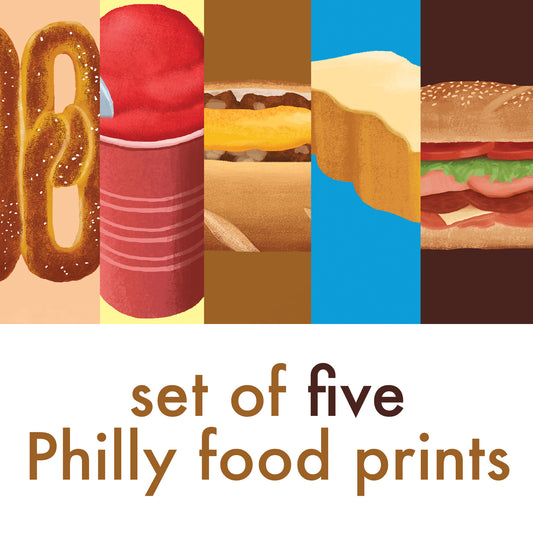 Set of Five Philly Food Art Prints