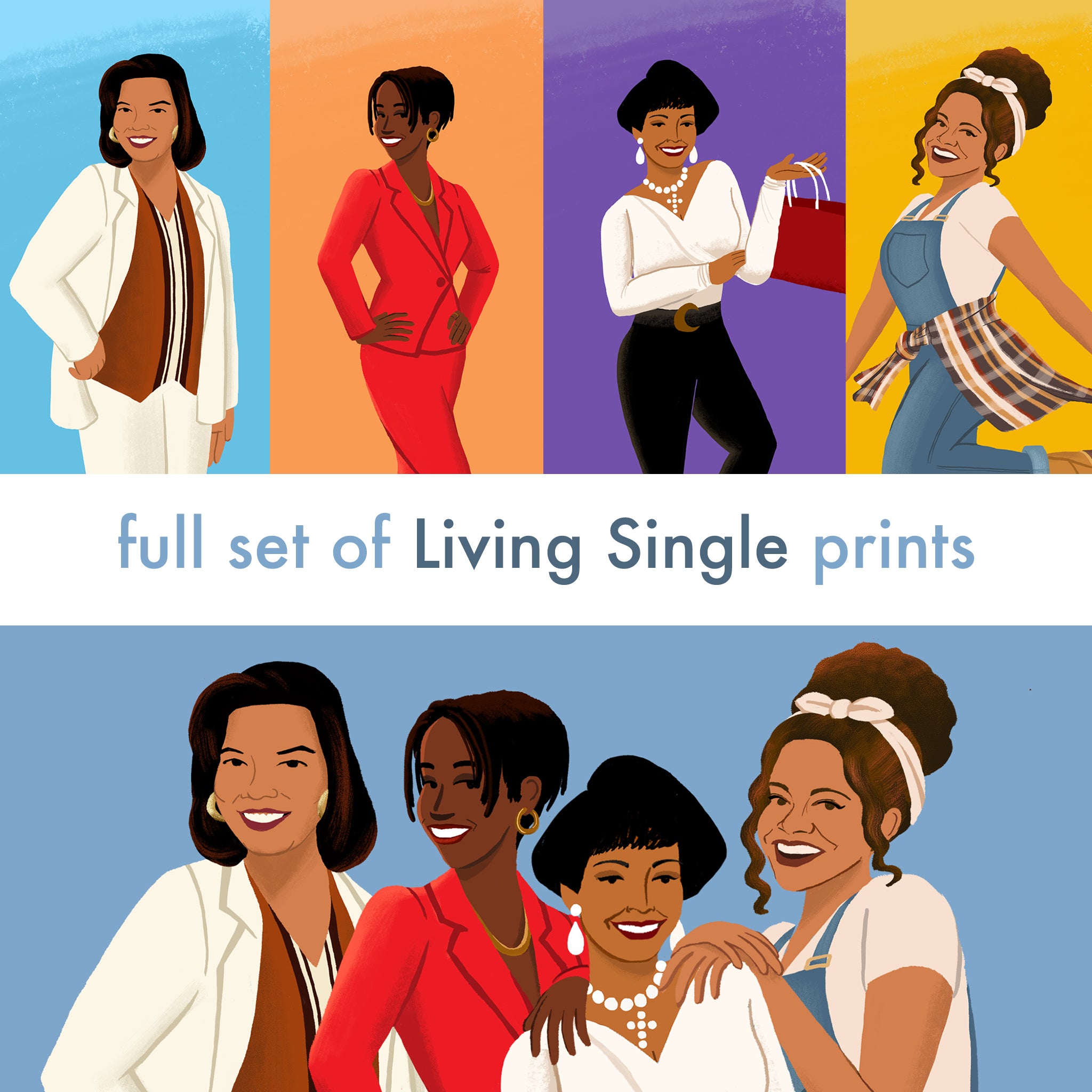 Living Single Set Full Set of Five Living Single Art Prints – Alleanna Harris Art