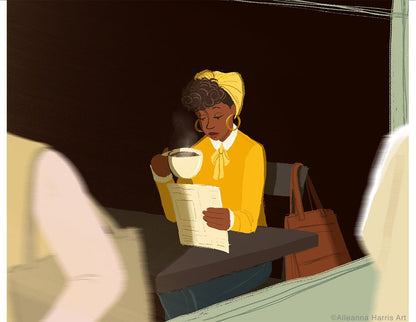 Morning Coffee Illustration / Carefree Black Girl Art Print