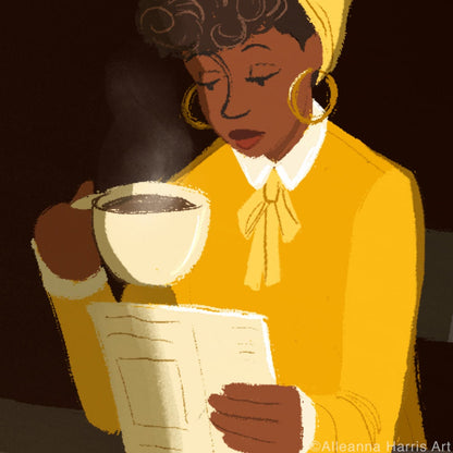 Morning Coffee Illustration / Carefree Black Girl Art Print