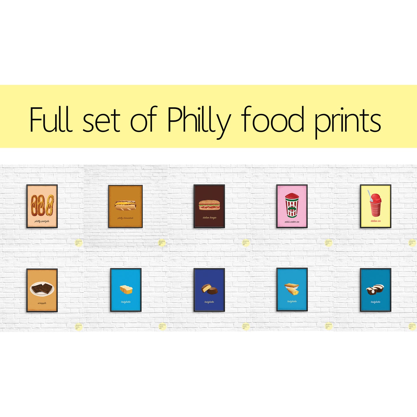 Full Set of Ten Philly Food Art Prints