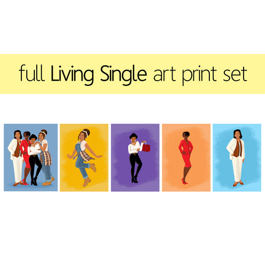 Full Set of Five Living Single Art Prints