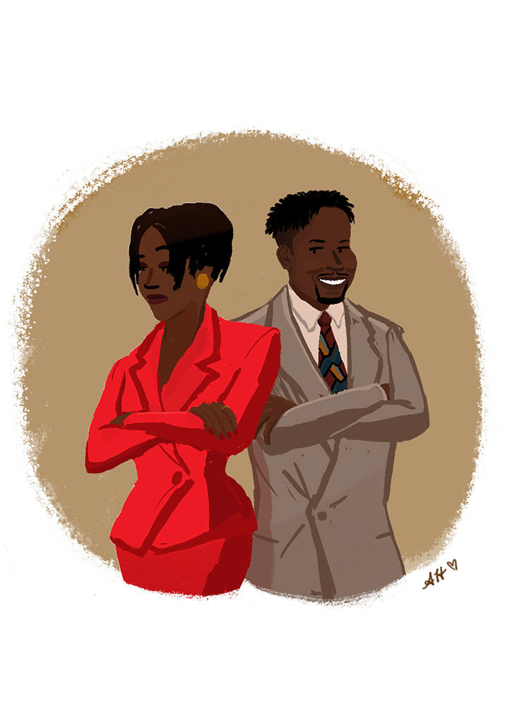 Maxine Shaw and Kyle Barker Art Print / Living Single Illustration