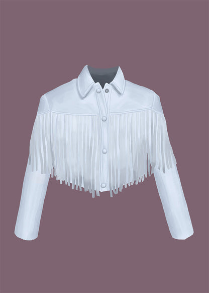 Sloane Peterson White Fringe Leather Jacket Art Print / Ferris Bueller’s Day Off Illustration