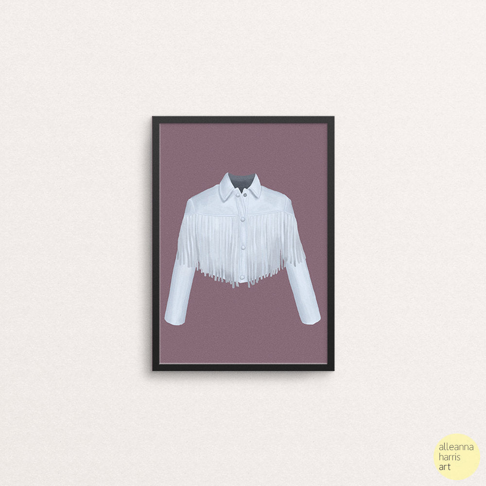 Sloane Peterson White Fringe Leather Jacket Art Print / Ferris Bueller’s Day Off Illustration