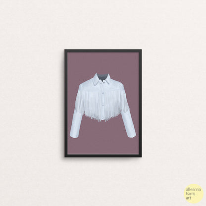 Sloane Peterson White Fringe Leather Jacket Art Print / Ferris Bueller’s Day Off Illustration