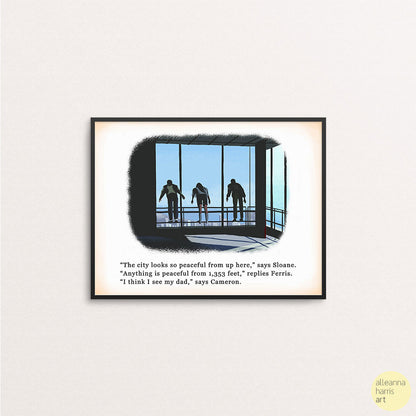 Ferris, Sloane & Cameron Sears Tower Illustration / Ferris Bueller's Day Off Art Print