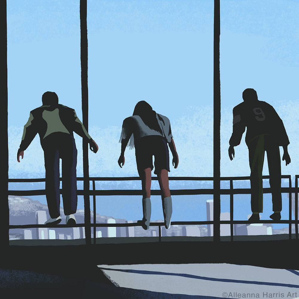 Ferris, Sloane & Cameron Sears Tower Illustration / Ferris Bueller's Day Off Art Print